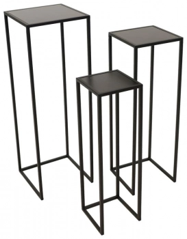 Σταντ-Ανθοστήλη Σετ 3τμχ Μεταλλική Μαύρη 20x20x67εκ.-25x25x77εκ.-30x30x88εκ. Art Et Lumiere 30594