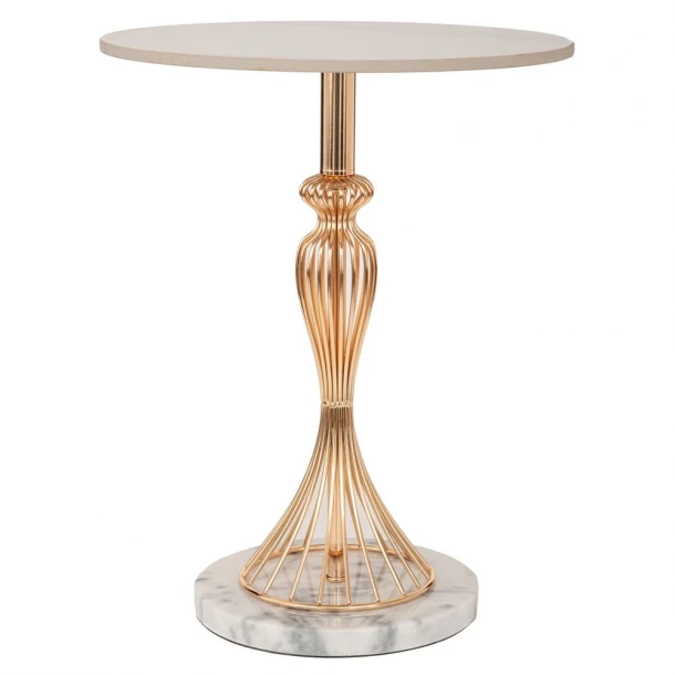 Τραπεζάκι Μεταλλικό Χρυσό Με Μαρμάρινη Βάση Και Κεραμική Επιφάνεια Φ39x50εκ. iliadis  91781