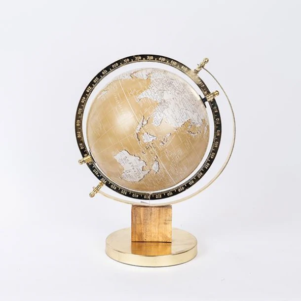 Διακοσμητική Επιτραπέζια Υδρόγειος Μεταλλική Χρυσή 23x23x35εκ. ESTHETI 752-19025