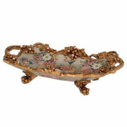 Διακοσμητική Πιατέλα Polyresin Floral-Χρυσή 41x25x10εκ. iliadis 88563
