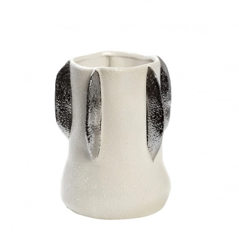 Βάζο Κεραμικό Λευκό-Ασημί ESPIEL 15,8x15,8x20,3εκ. NIX104
