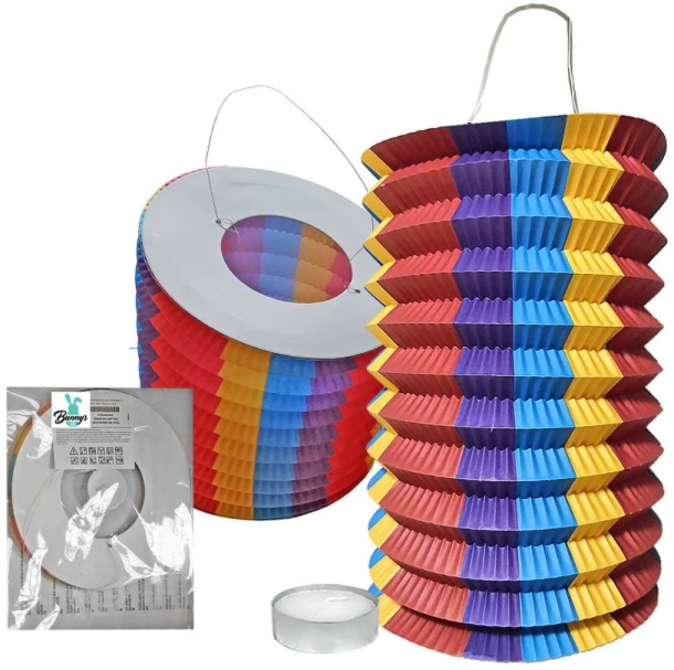 Πασχαλινό Φαναράκι Χάρτινο Πολύχρωμο Με Ρεσώ 16x25εκ. Bunny's