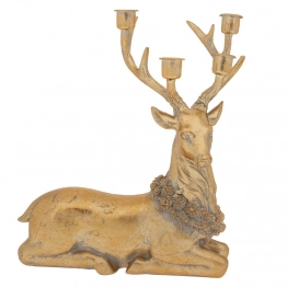 Χριστουγεννιάτικο Κηροπήγιο 4 Θέσεων Polyresin Χρυσό Ελάφι 27,5x16,5x37εκ. iliadis 90358
