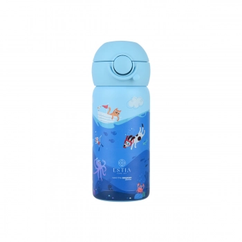 Θερμός Παιδικό Ανοξείδωτο Με Καλαμάκι Ocean Play 350ml-7x7x18εκ. Save The Aegean Estia 01-33040