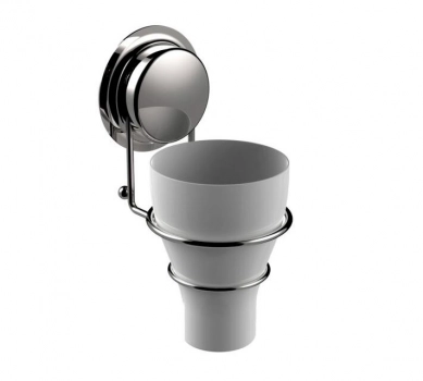 Ποτηροθήκη Επιτοίχια Με Βεντούζα 11x9x16,7εκ. Chrome-White Elementals Sealskin 66362360418