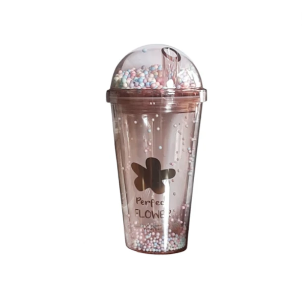 Ποτήρι Με Καλαμάκι 450ml Πλαστικό Ροζ 2430626