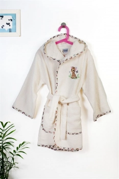 Μπουρνούζι Παιδικό Με Κουκούλα Βαμβακερό Giraffe173 Ecru-Multi Size 02 DimCol