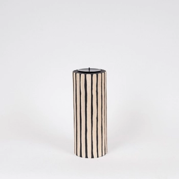 Κηροπήγιο Ξύλινο Μαύρο-Natural 12x34εκ. ESTHETI 819-00678