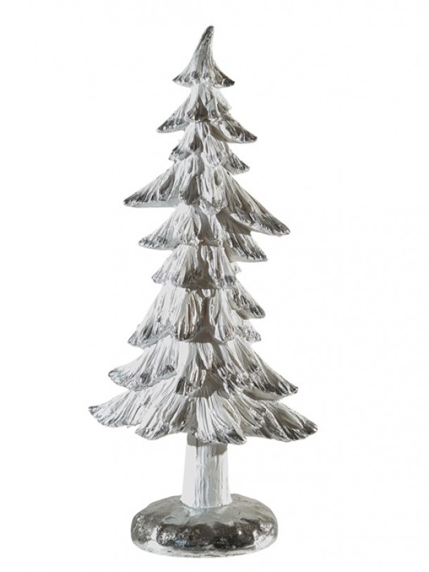 Χριστουγεννιάτικο Διακοσμητικό Δέντρο Polyester Λευκό-Ασημί 17x9x38εκ. Zen Collection 25.41.51881