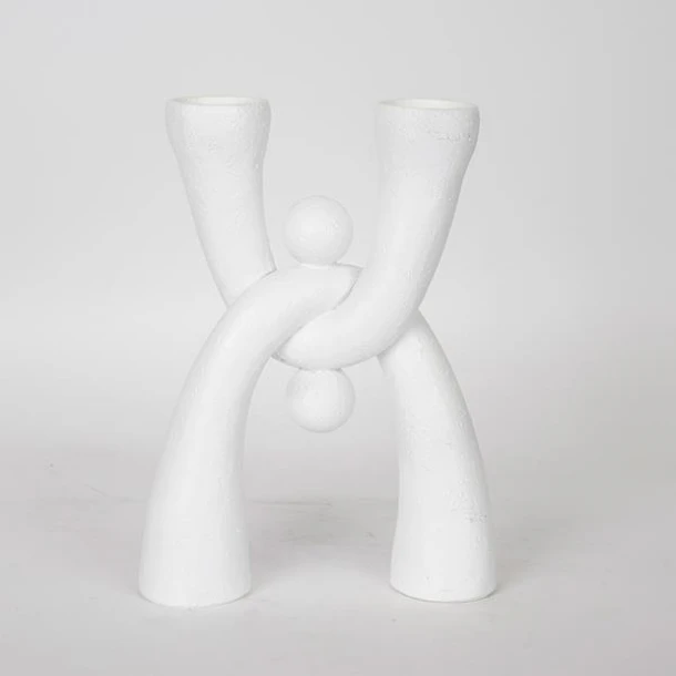 Κηροπήγιο Polyresin Λευκό 19x6,5x25,5εκ. ESTHETI 752-26015