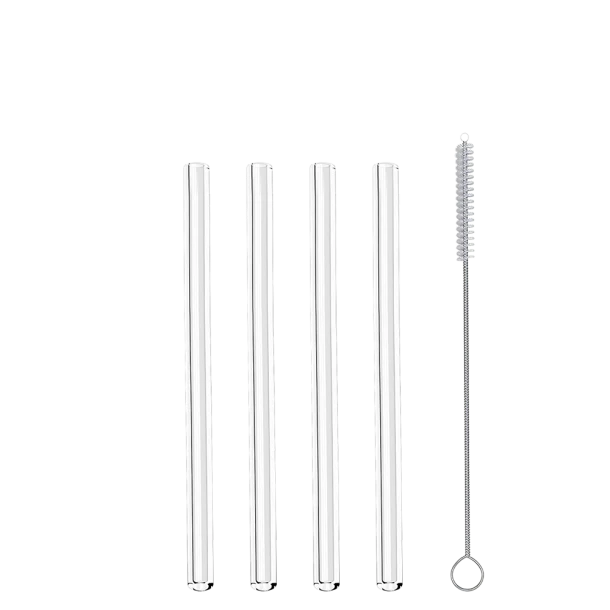 Σετ 4τμχ Καλαμάκια Γυάλινα Κοντά 15εκ. Με Βουρτσάκι Καθαρισμού Metaltex 253187