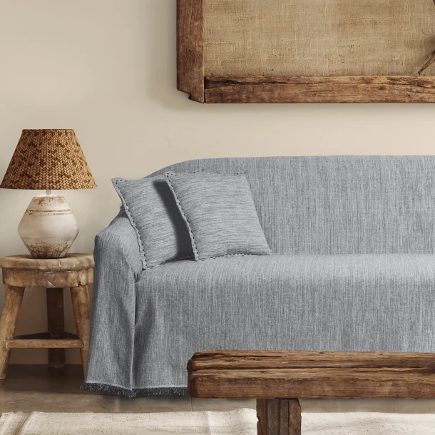 Ριχτάρι Βαμβακερό Τριθέσιος 180x300εκ. Throws Line 0285 Black Das Home