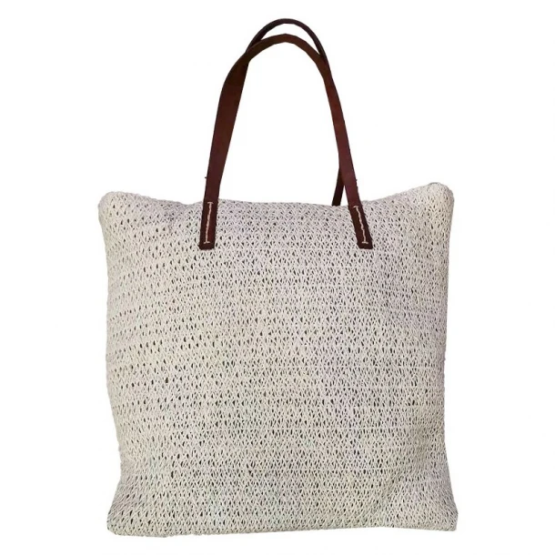 Τσάντα Θαλάσσης Ψαθόχαρτο White 37x15x42εκ. SUMMER tiempo 42-2746