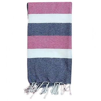 Πετσέτα Θαλάσσης Βαμβακερή Pestemal Ροζ 90x180εκ. Ριγέ Summer Tiempo 42-3172