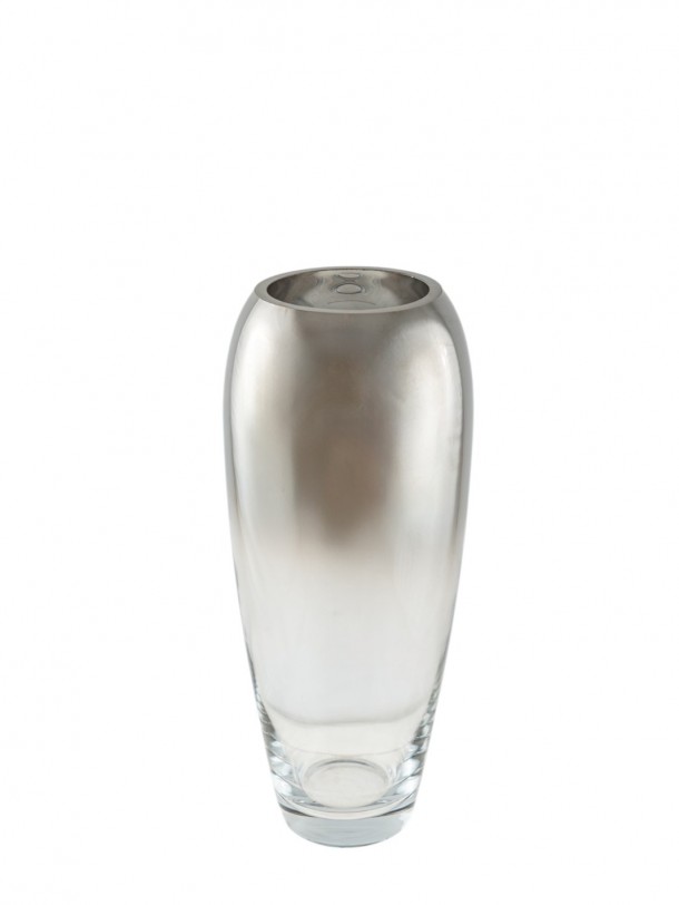 Βάζο Χειροποίητο Φυσητό Γυαλί Ασημί-Διάφανο 12x28,7εκ. Zen Collection 25.43.52137
