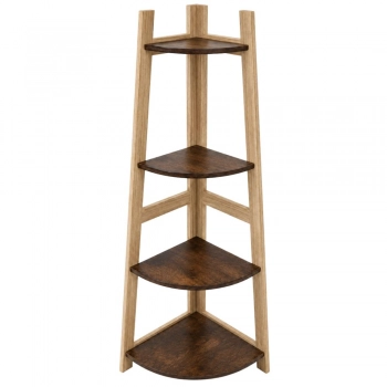 Ραφιέρα Γωνιακή Ξύλινη Mdf Με 4 Ράφια 37x37x118εκ. Μπεζ-Καφέ iliadis 94919