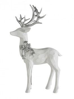 Χριστουγεννιάτικος Διακοσμητικός Τάρανδος Polyester Λευκός-Ασημί 17,7x7,2x29,5εκ. Zen Collection 25.42.51981