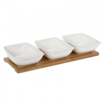 Σετ Μπωλάκι-Ντιπ Σερβιρίσματος 3 Θέσεων Πορσελάνης-Bamboo Lotos CRYSPO TRIO 65.000.134