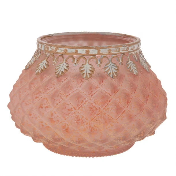 Κηροπήγιο Για Ρεσώ Γυάλινο-Μεταλλικό Ροζ 11,5x8εκ. iliadis 92578