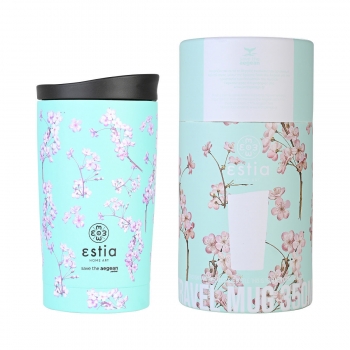 Θερμός Ποτήρι Ανοξείδωτος Travel Mug Blossom Green Save The Aegean 350ml-7,5x7,5x14,5εκ. Estia 01-20446