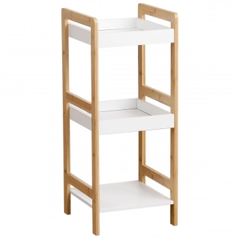 Ραφιέρα 3 Θέσεων Bamboo-MDF Μπεζ-Λευκό 33x33x80εκ. MRShome 1146000