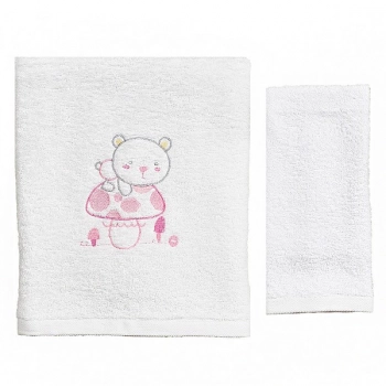Σετ Πετσέτες 2τμχ Μπεμπέ Βαμβακερές Bear Ροζ 50231