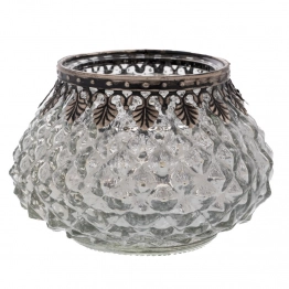 Κηροπήγιο Για Ρεσώ Γυάλινο-Μεταλλικό Διάφανο-Ασημί 11,5x8εκ. iliadis 92582