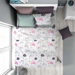 Πάπλωμα Παιδικό Βαμβακερό Μονό 160x240εκ. Rainbow 575 White-Pink DimCol 32111123054