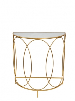 Κονσόλα Οβάλ Μεταλλική Με Καθρέπτη Χρυσή 75x37,5x81εκ. Zen Collection 25.54.52039