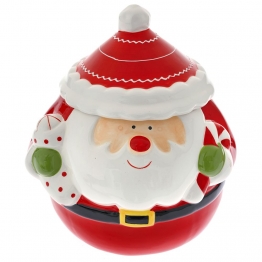 Χριστουγεννιάτικη Μπισκοτιέρα Άγιος Βασίλης Κεραμική Κόκκινη iliadis 19x18x22εκ. 81837