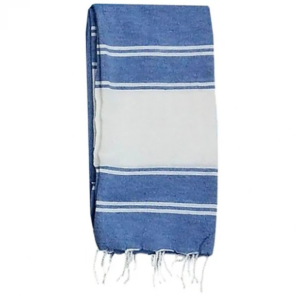 Πετσέτα Θαλάσσης Βαμβακερή Pestemal Μπλε 90x180εκ. Με Λευκή Φάσα Summer Tiempo 42-3171