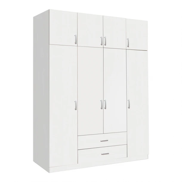 Ντουλάπα τετράφυλλη με συρτάρια Royal pakoworld σε λευκή απόχρωση 200x58x230εκ