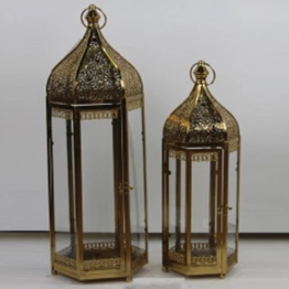 Φανάρι Σετ 2τμχ Μεταλλικό Μπρονζέ 17x15x48εκ.-23x20x64εκ. ESTHETI 819-00884