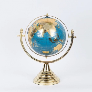 Διακοσμητική Επιτραπέζια Υδρόγειος Μεταλλική Χρυσή-Μπλε 20x31x36εκ. ESTHETI 752-19038