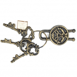 Διακοσμητικό Κλειδί Σετ 3τμχ Με Λουκέτο Σιδερένιο Αντικέ Χρυσό 27εκ. Royal Art CAS3/894GL