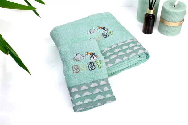 Σετ Πετσέτες 2τμχ Βαμβακερές Stork 195 Mint DimCol