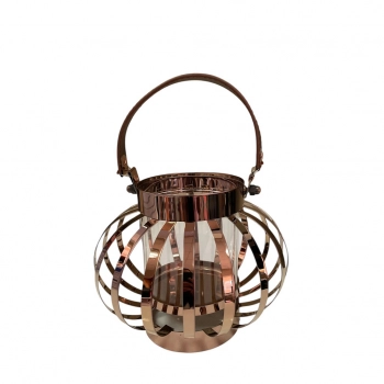 Φανάρι Μεταλλικό Ροζ-Χρυσό ESPIEL 21x21x15,5εκ. DWAA1005