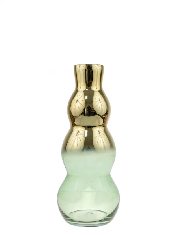 Βάζο Χειροποίητο Γυάλινο Χρυσό-Πράσινο 16,5x40εκ. Zen Collection 24.15.50796