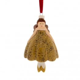 Χριστουγεννιάτικη Μπαλαρίνα Κρεμαστή Κεραμική Λαδί 8x10εκ. iliadis 86575