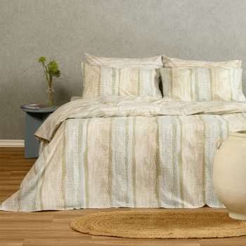 Σετ Σεντόνια Polycotton Διπλά 205x270εκ. Fuji Mocca Casual Line Melinen 20004695