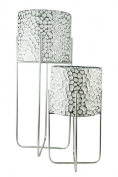 Κασπώ Σετ 2τμχ Μεταλλικά Ασημί-Λευκό 29,5x29,5x76,2εκ.-24,7x24,7x48,2εκ. Zen Collection 24.13.50610