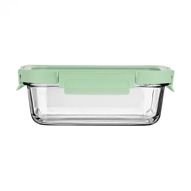Φαγητοδοχείο Γυάλινο Με Καπάκι Πλαστικό 1050ml/21,6x16,5x7,4εκ. Click & Seal Mint Estia 01-26578
