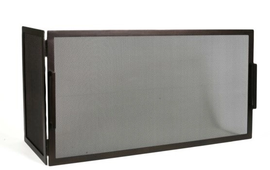 Γωνιακό Παραβάν Τζακιού Σιδερένιο Μασίφ Με 1 Πλαινό 90x50+30εκ. Black