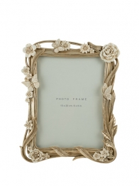 Κορνίζα Polyester Σαμπανί Με Μπεζ Λουλούδια 15x20εκ. Zen Collection 25.50.52358