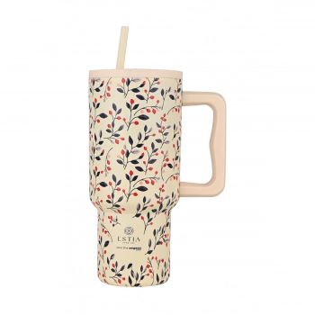 Θερμός Ανοξείδωτος Straw Tumbler XL 14,5x10x22,5εκ.-900ml Bloom Beige Save The Aegean Estia 01-35181