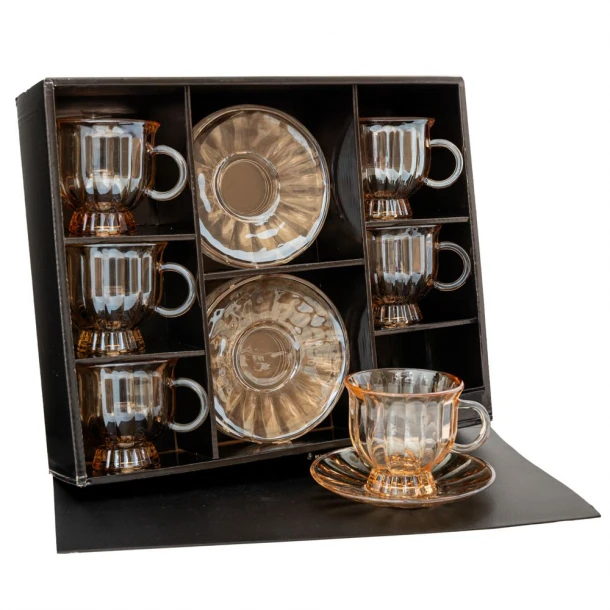 Σετ 6τμχ Φλυτζάνια Καφέ Γυάλιινο Μελί 8x8εκ. iliadis 90067