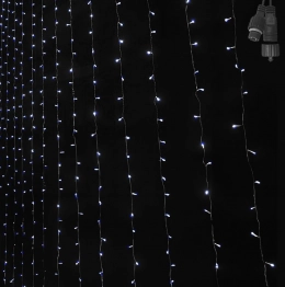 Λαμπάκια-Κουρτίνα 100Led-90x80εκ. Ψυχρό Λευκό Φως Επεκτεινόμενα Με Πρόγραμμα Xmas fest 93-3867