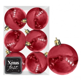 Σετ Μπάλες 6τμχ Περλέ Κόκκινες Δ8εκ. Xmas fest 93-2547