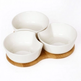 Ορντεβιέρα 3 Θέσεων Με Βάση Πορσελάνης-Bamboo Λευκή-Natural 23x21εκ. Cryspo Trio 65.000.141