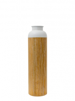 Βάζο Μεταλλικό Λευκό-Καφέ 16x16x55εκ. Zen Collection 24.6.49683